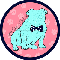 Thumbnail for Bulldog Pet Dog Glitter 10" Metal Wreath Sign - CR-042