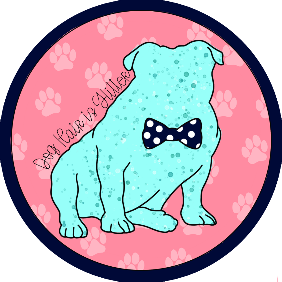 Bulldog Pet Dog Glitter 18" Wood Door Hanger - CR-042-DH