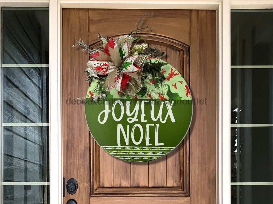 Wreath Sign, Cajun Christmas Sign, Joyeux Noel, Welcome Gift, DECOE-2633, Sign For Wreath, Round Sign,  wood wreath sign, 10 round, christmas, louisiana