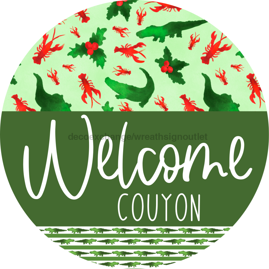 Wreath Sign Cajun Christmas Welcome Couyon Gift Decoe-2639 For Round Decoexchange