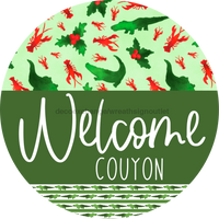 Thumbnail for Wreath Sign Cajun Christmas Welcome Couyon Gift Decoe-2639 For Round Decoexchange