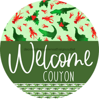 Thumbnail for Wreath Sign, Cajun Christmas Sign, Welcome Couyon, Welcome Gift, DECOE-2639, Sign For Wreath, Round Sign 8 round, metal sign, christmas