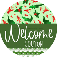Thumbnail for Wreath Sign Cajun Christmas Welcome Couyon Gift Decoe-2639 For Round Decoexchange