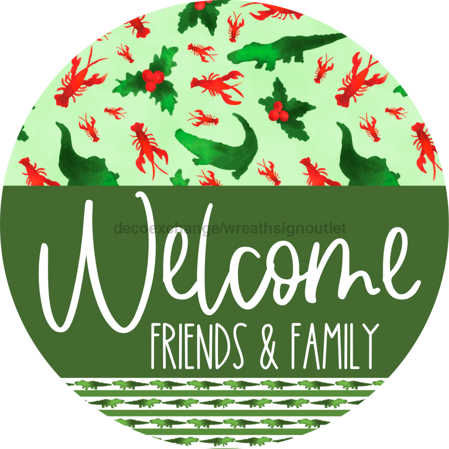 Wreath Sign Cajun Christmas Welcome Friends And Family Gift Decoe-2638 For Round Decoexchange
