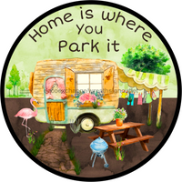 Thumbnail for Wreath Sign, Camper Sign, Home Is Where You Park It, 10