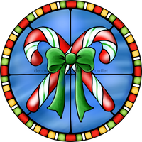 Thumbnail for Wreath Sign, Candy Cane Sign, Christmas Sign, Stained Glass, DECOE-1101, Sign For Wreath, DecoExchange - DecoExchange