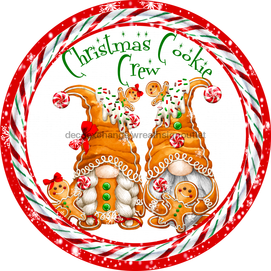 Wreath Sign, Candy Christmas Sign, Gnome Sign, 12" Round, Metal Sign, DECOE-669, DecoExchange, Sign For Wreath - DecoExchange