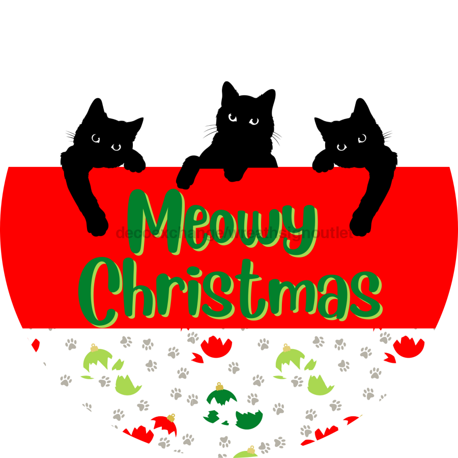Wreath Sign, Cat Sign, Christmas Sign, Funny Cat Sign, DECOE-2122, Sign For Wreath, Round Sign, DecoExchange - DecoExchange¬Æ