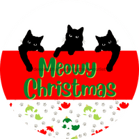 Thumbnail for Wreath Sign, Cat Sign, Christmas Sign, Funny Cat Sign, DECOE-2122, Sign For Wreath, Round Sign,  wood wreath sign, 10 round, pet, christmas