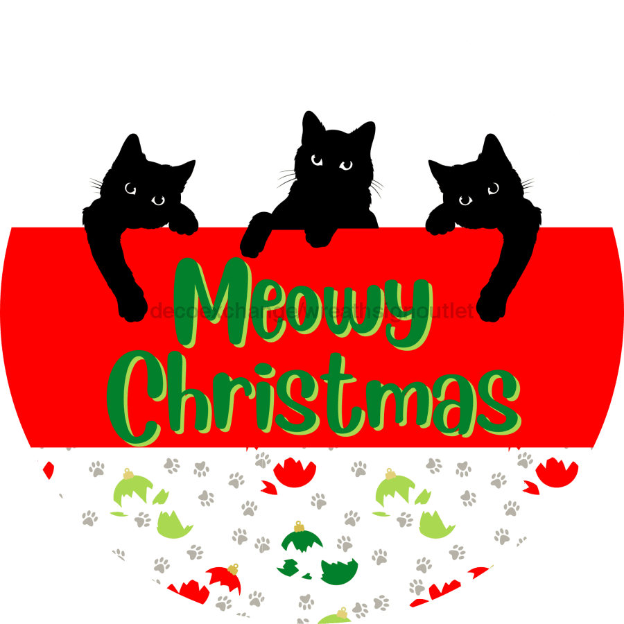 Wreath Sign, Cat Sign, Christmas Sign, Funny Cat Sign, DECOE-2122, Sign For Wreath, Round Sign, DecoExchange - DecoExchange¬Æ