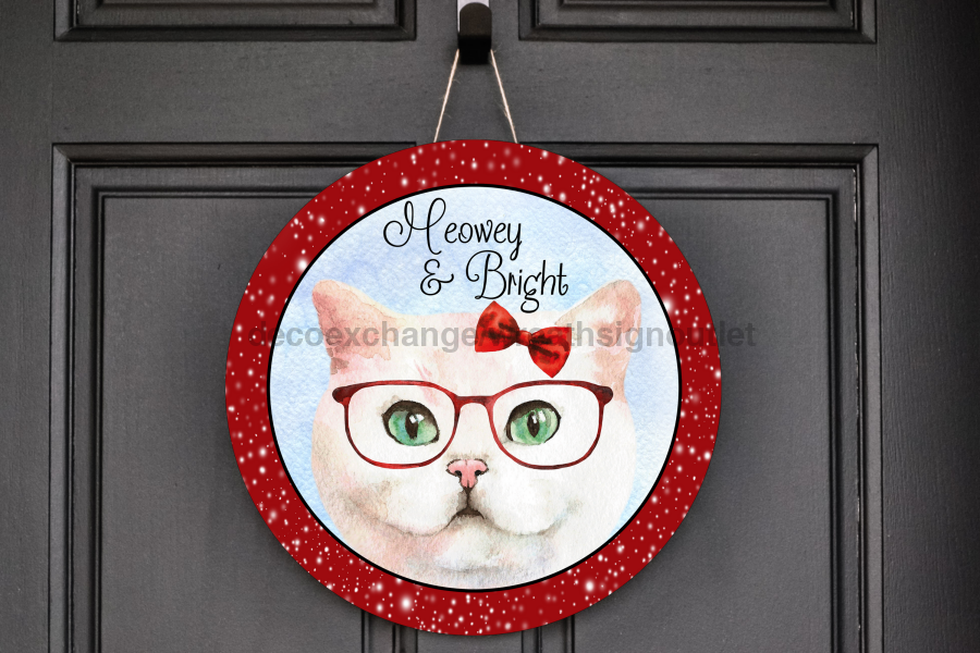 Wreath Sign, Cat Christmas Sign, Meowy Christmas, DECOE-2024, Sign For Wreath, DecoExchange - DecoExchange¬Æ