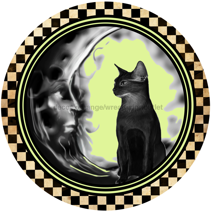 Wreath Sign, Cat Sign, Halloween Sign, DECOE-1017, Sign For Wreath, DecoExchange - DecoExchange¬Æ