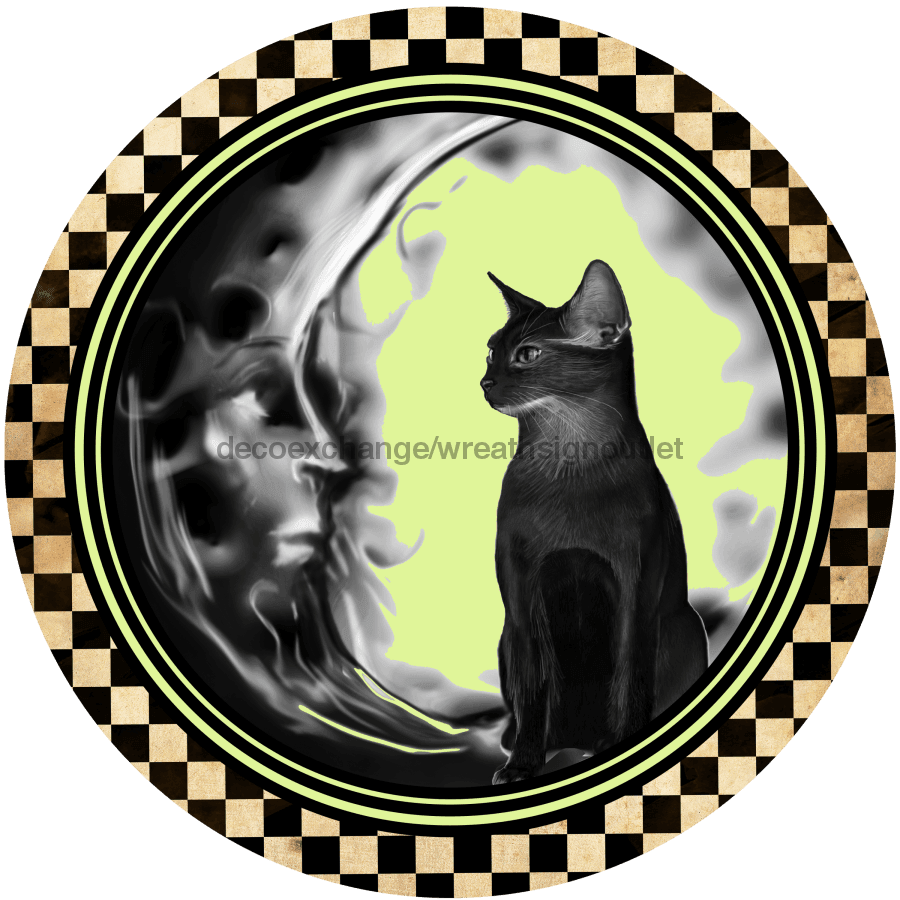 Wreath Sign, Cat Sign, Halloween Sign, DECOE-1017, Sign For Wreath, DecoExchange - DecoExchange