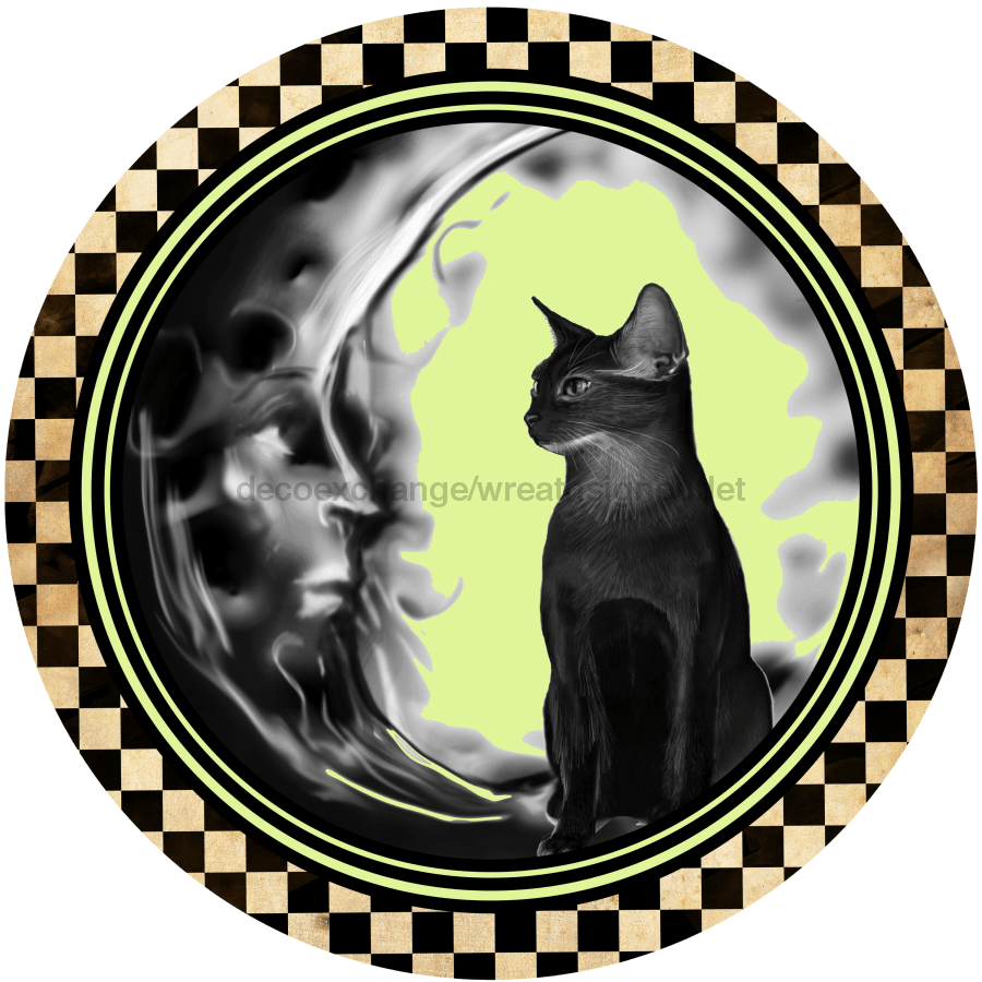 Wreath Sign, Cat Sign, Halloween Sign, DECOE-1017, Sign For Wreath, DecoExchange - DecoExchange¬Æ