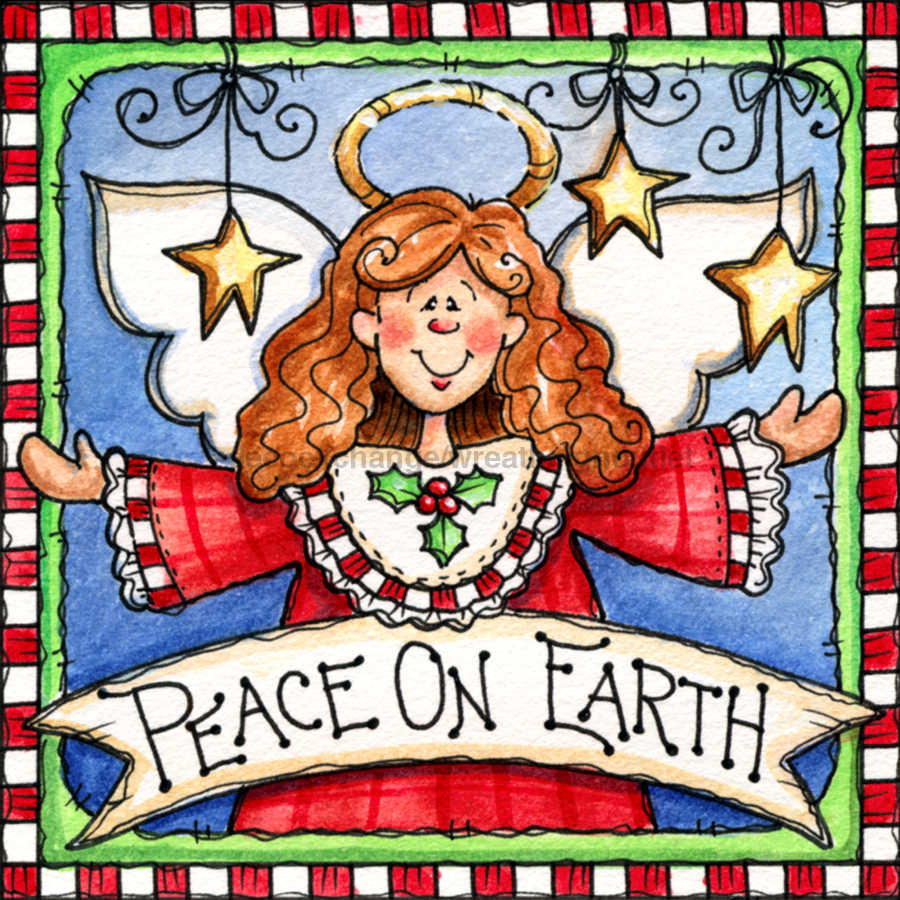 Christmas Angel 10x10" Metal Wreath Sign - DECOE-227