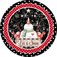 Thumbnail for Christmas Black Snowman Looking Up 12" Metal Wreath Sign - DECOE-126A