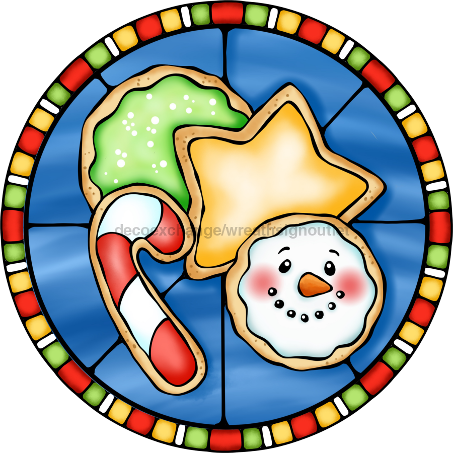 Wreath Sign, Christmas Cookies Sign, Christmas Sign, Stained Glass, DECOE-1106, Sign For Wreath, DecoExchange - DecoExchange¬Æ