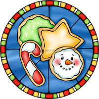 Thumbnail for Wreath Sign, Christmas Cookies Sign, Christmas Sign, Stained Glass, DECOE-1106, Sign For Wreath, DecoExchange - DecoExchange¬Æ