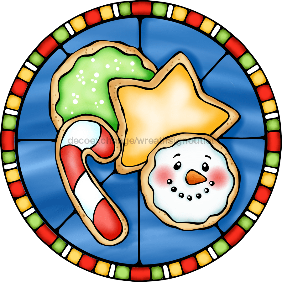 Wreath Sign, Christmas Cookies Sign, Christmas Sign, Stained Glass, DECOE-1106, Sign For Wreath, DecoExchange - DecoExchange¬Æ