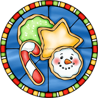Thumbnail for Wreath Sign, Christmas Cookies Sign, Christmas Sign, Stained Glass, DECOE-1106, Sign For Wreath, DecoExchange - DecoExchange¬Æ