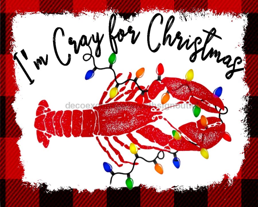 Christmas Crawfish 8x10" Metal Wreath Sign - DECOE-232