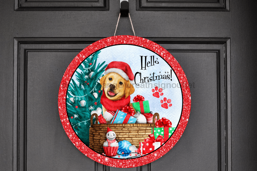Wreath Sign, Christmas Sign, Christmas Dog Sign, DECOE-2026, Sign For Wreath, DecoExchange - DecoExchange¬Æ
