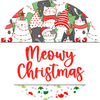 Thumbnail for Wreath Sign Christmas Door Hanger Cat Decoe-2396 For Round 18 Wood