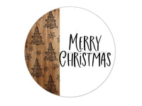 Thumbnail for Wreath Sign Christmas Door Hanger Merry Black And White Decoe-2406 For Round 18 Wood