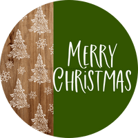 Thumbnail for Wreath Sign Christmas Door Hanger Merry Green And White Decoe-2640 For Round 18 Wood
