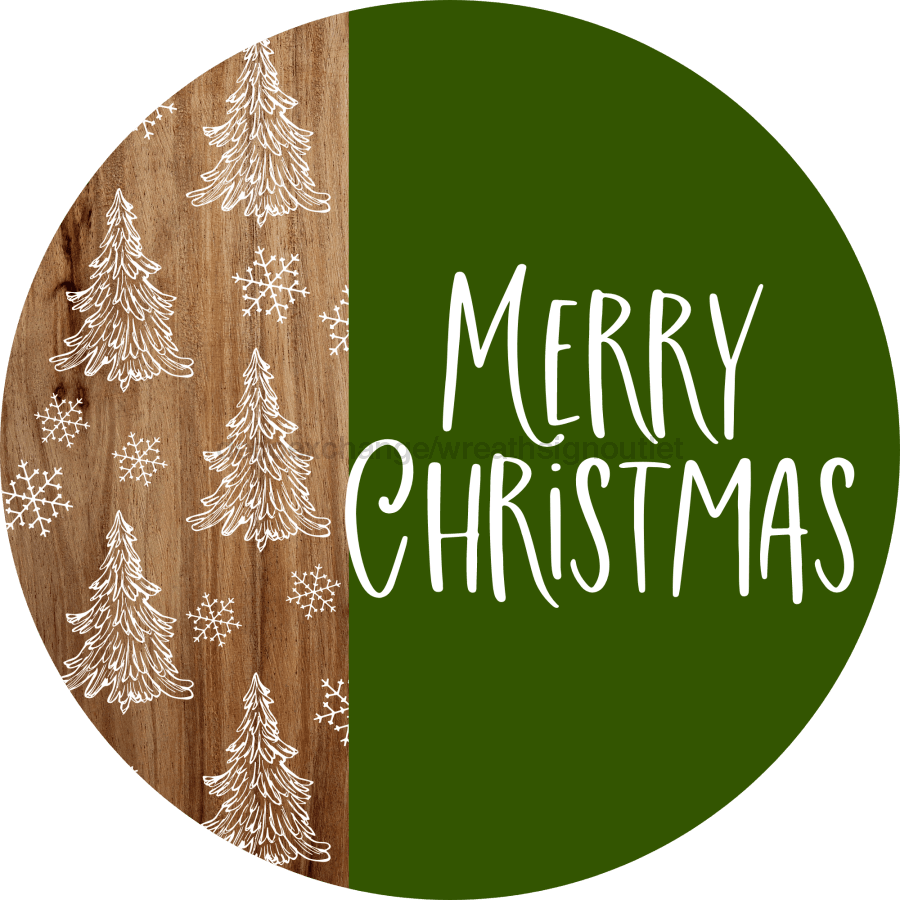 Wreath Sign Christmas Door Hanger Merry Green And White Decoe-2640 For Round 18 Wood