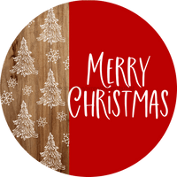 Thumbnail for Wreath Sign Christmas Door Hanger Merry Red And White Decoe-2641 For Round 18 Wood