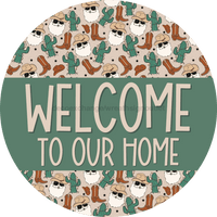 Thumbnail for Wreath Sign Christmas Door Hanger Welcome Western Decoe-2370 For Round 18 Wood