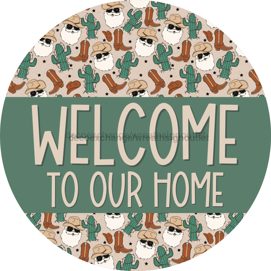 Christmas Welcome Western 18" Wood Door Hanger - DECOE-2370-DH