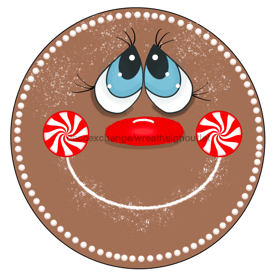 Wreath Sign, Christmas Sign, Gingerbread Sign, DECOE-1179, Sign For Wreath, Round Sign, DecoExchange - DecoExchange