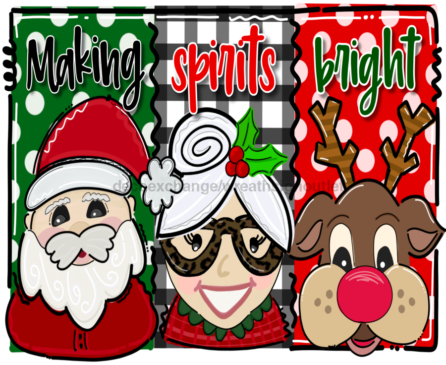 Christmas Making Spirits Bright 8x10" Metal Wreath Sign - DECOE-163