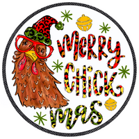 Thumbnail for Christmas Merry Chickmas 12" Metal Wreath Sign - DECOE-220A