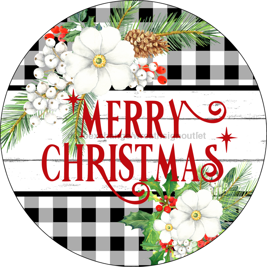 Wreath Sign, Christmas Sign, Merry Christmas Sign, DECOE-2108, Sign For Wreath, Round Sign, DecoExchange - DecoExchange¬Æ