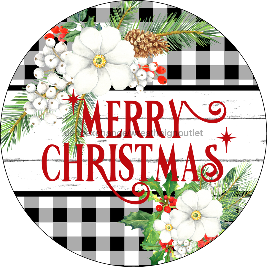 Wreath Sign, Christmas Sign, Merry Christmas Sign, DECOE-2108, Sign For Wreath, Round Sign, DecoExchange - DecoExchange