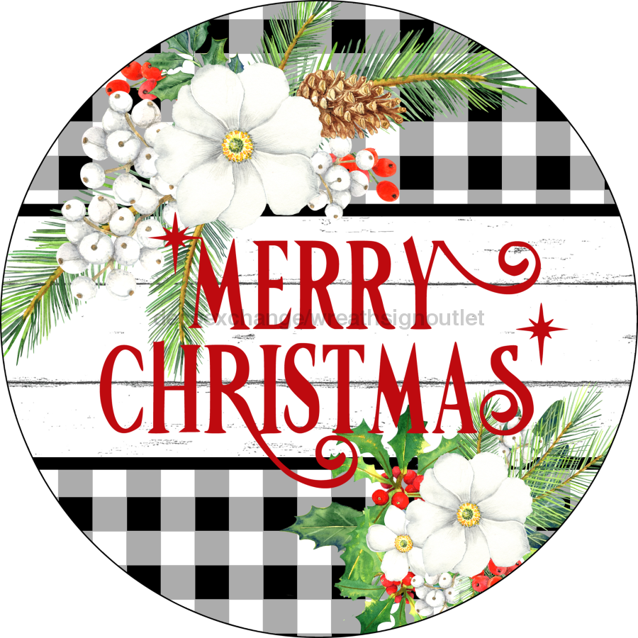 Wreath Sign, Christmas Sign, Merry Christmas Sign, DECOE-2108, Sign For Wreath, Round Sign, DecoExchange - DecoExchange¬Æ