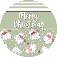 Thumbnail for Wreath Sign Christmas Wreath Sign Merry Vintage Santa Decoe-2377 For Round 10 Wood