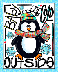 Thumbnail for Wreath Sign, Christmas Sign, Penguin Sign, 8x10