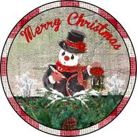 Thumbnail for Wreath Sign, Christmas Sign, Red Edge Vintage Snowman, 10