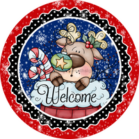 Thumbnail for Christmas Reindeer 18" Wood Door Hanger - DECOE-110-DH