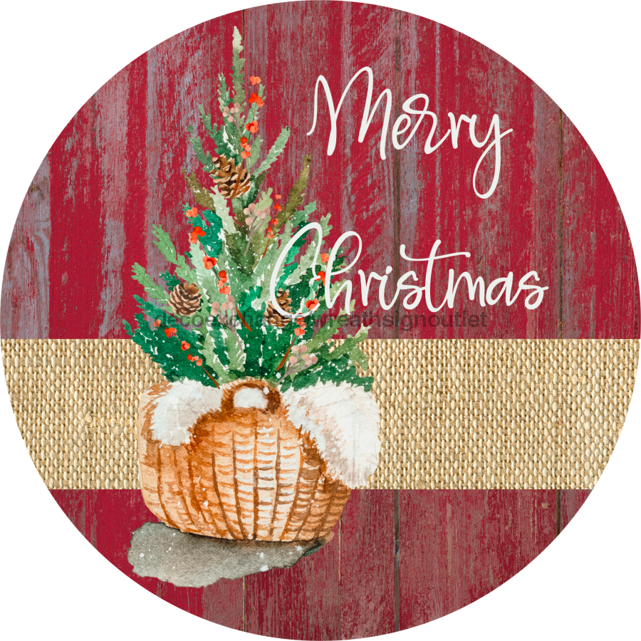 Wreath Sign, Christmas Sign, Rustic Merry Christmas, 12" Round, Metal Sign, DECOE-744, DecoExchange, Sign For Wreath - DecoExchange