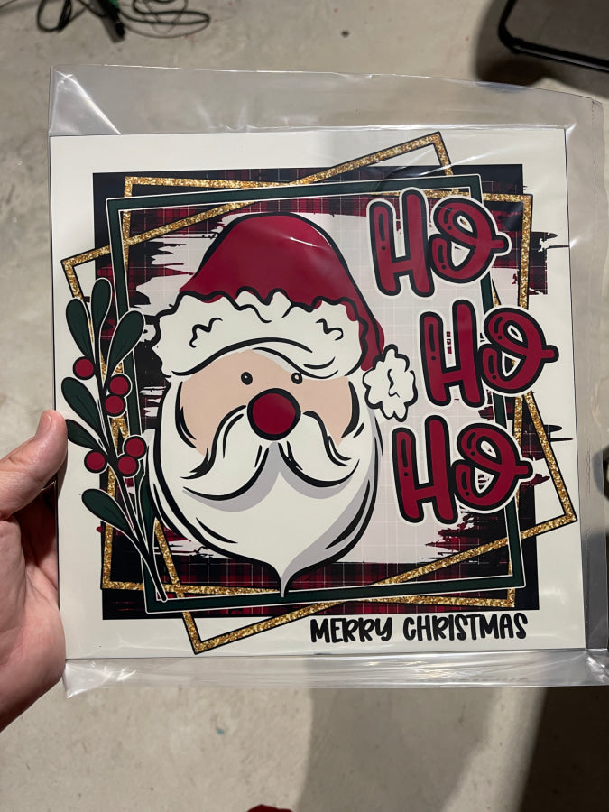 Christmas Santa Ho Ho Ho 10x10" Metal Wreath Sign - DECOE-212