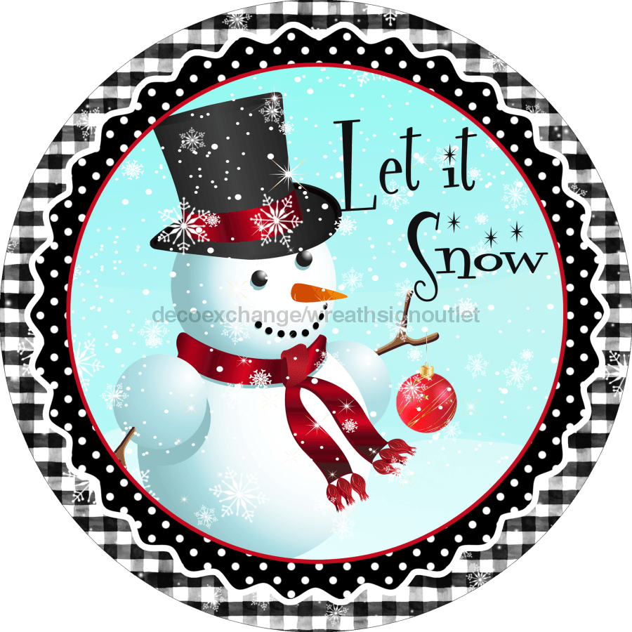 Wreath Sign, Christmas Sign, Snowman Sign, DECOE-2109, Sign For Wreath, Round Sign, DecoExchange - DecoExchange¬Æ