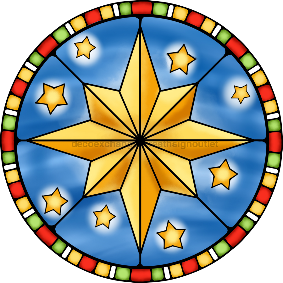 Wreath Sign, Christmas Star, Christmas Sign, Stained Glass, DECOE-1120, Sign For Wreath, DecoExchange - DecoExchange¬Æ