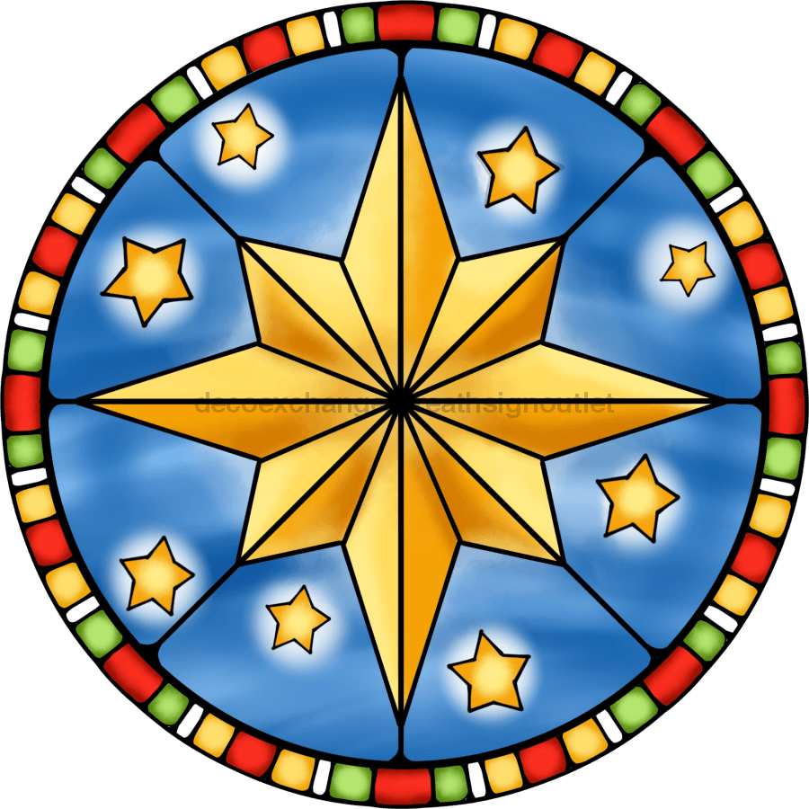 Wreath Sign, Christmas Star, Christmas Sign, Stained Glass, DECOE-1120, Sign For Wreath, DecoExchange - DecoExchange¬Æ