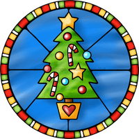 Thumbnail for Wreath Sign, Christmas Tree Sign, Christmas Sign, Stained Glass, DECOE-1105, Sign For Wreath, DecoExchange - DecoExchange¬Æ