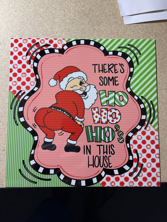 Christmas Twerking Santa 10x10" Metal Wreath Sign - CR-009